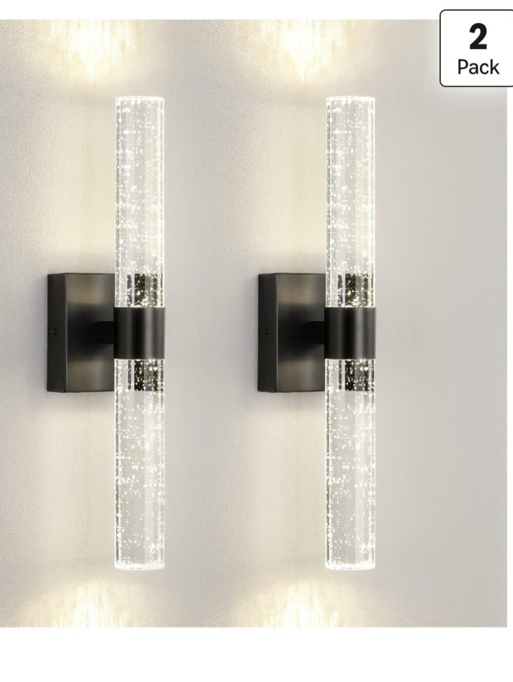 Modern LED Solid Crystal Sconce Set - Black